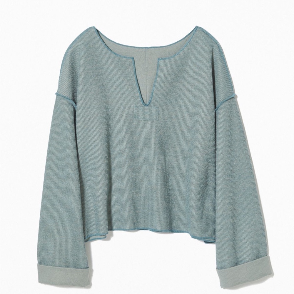 Urban Outfitters UO Jax Inside Out Notch Neck Top Green Multi Color Size Small